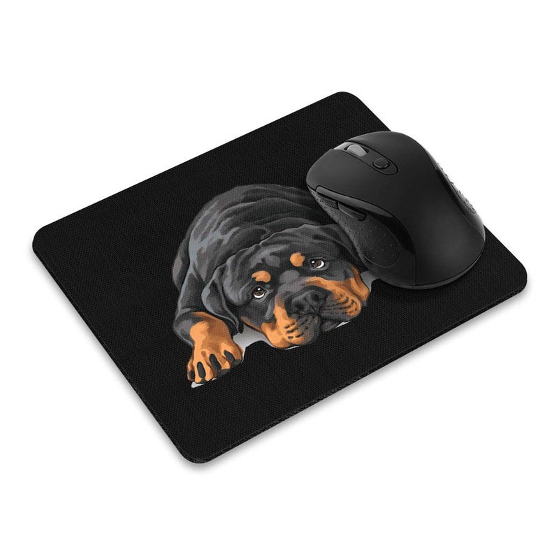 WIRESTER Non-Slip Rectangle Mousepad, Rottweiler Dog Lying Down Looking Up Mouse Pad for Home, Office and Gaming Desk - Image 1